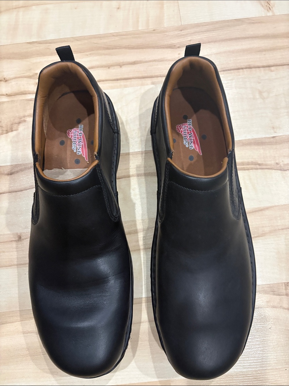 Red Wing Shoes Black Leather Steel Toe Slip-On Loafers